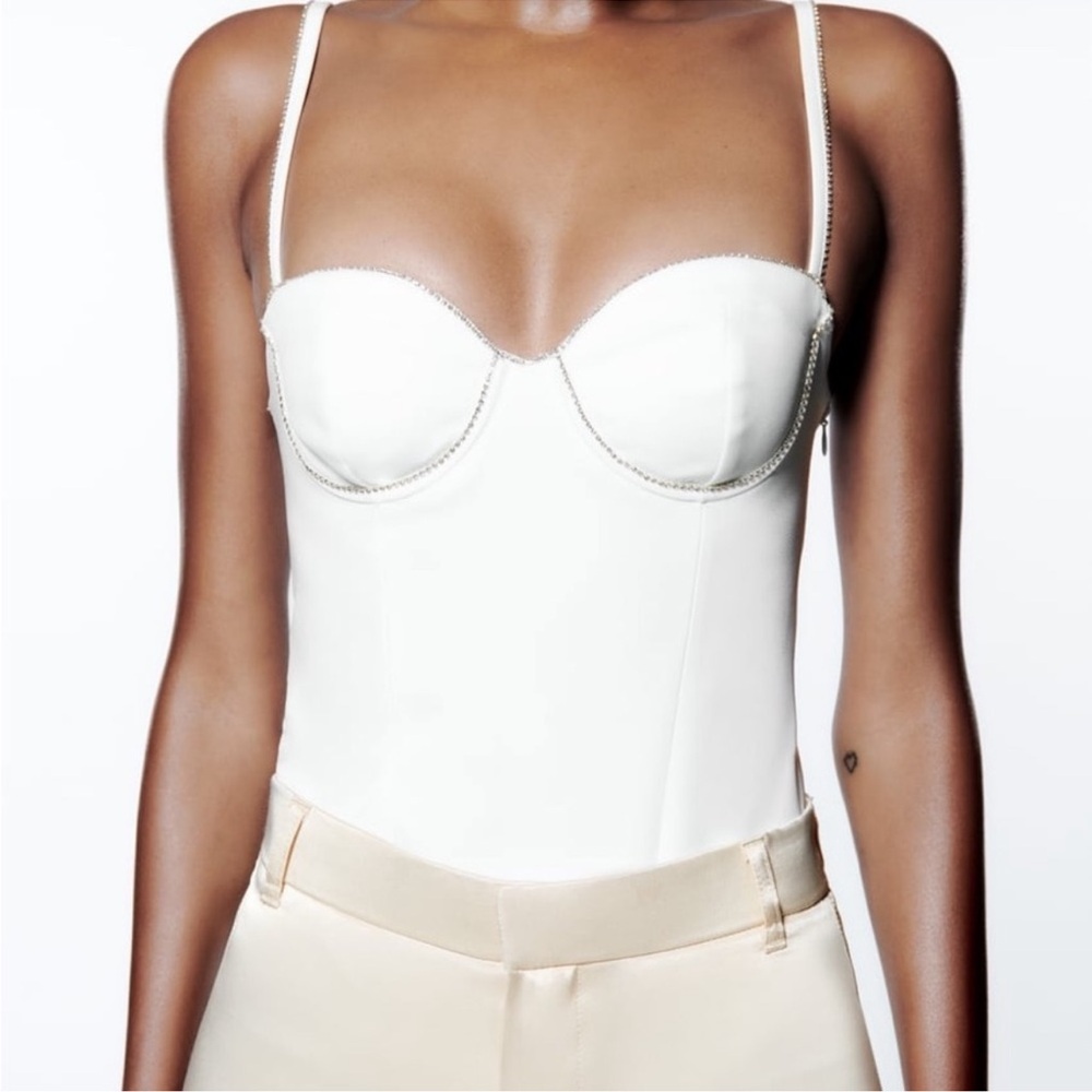Zara White Corset Bodysuit